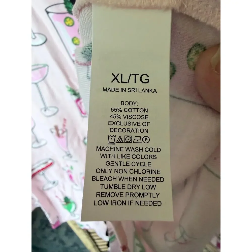 Kate spade cotton viscose flannel pajamas set martinis drinks girly XL self care